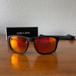 Sporty Black and Orange Sunglasses with Mirrored Lenses